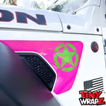 Jeep Fender Vent Decals Pair "Green on Pink Distressed Star" Fits 2018-2026 Wrangler JL & Gladiator - Tiny Wrapz