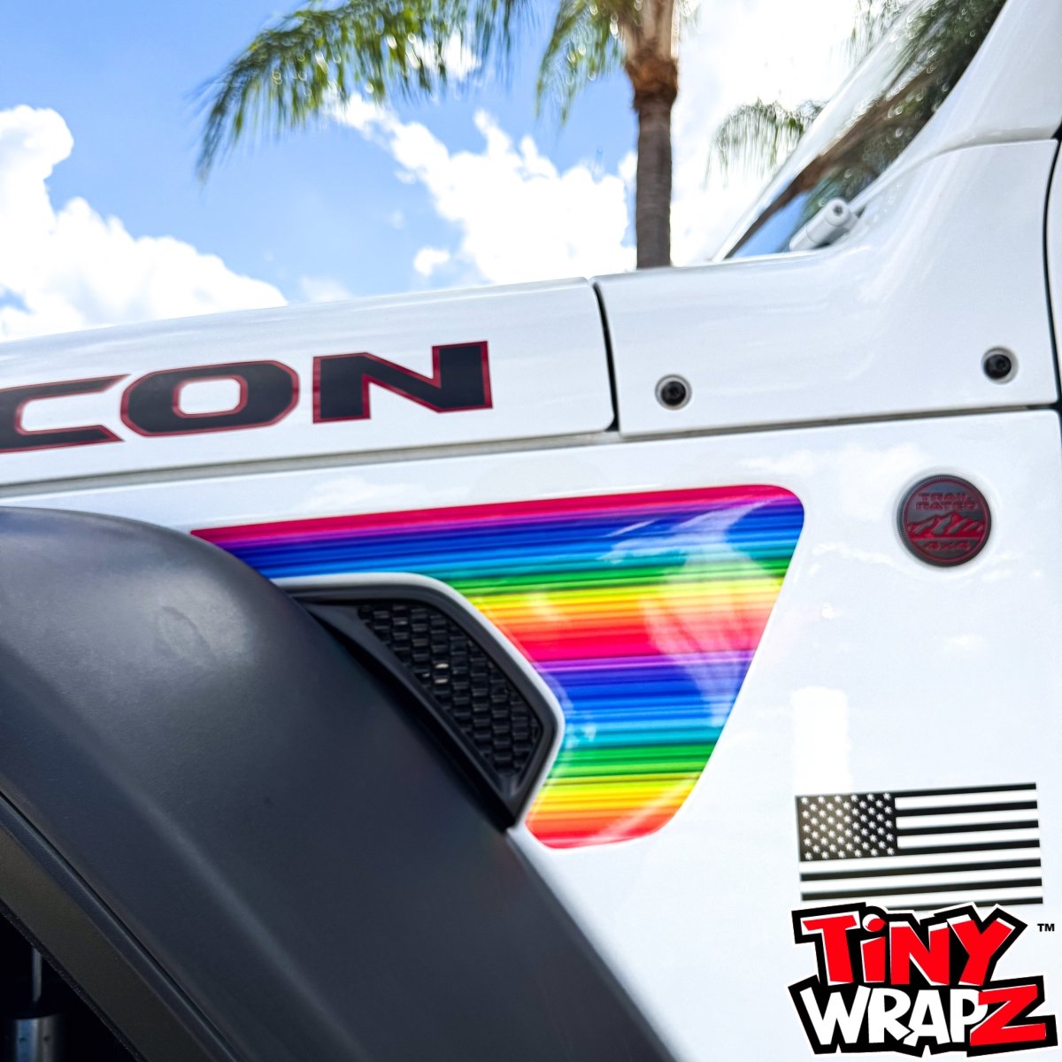 Jeep Fender Vent Decals Pair "Rainbow" Fits 2018-2026 Wrangler JL & Gladiator - Tiny Wrapz