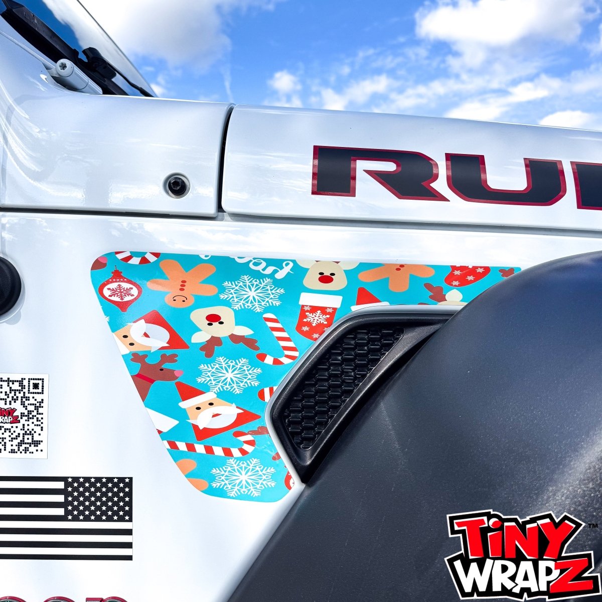Jeep Fender Vent Decals Pair "Christmas Wrapping" Fits 2018-2026 Wrangler JL & Gladiator - Tiny Wrapz