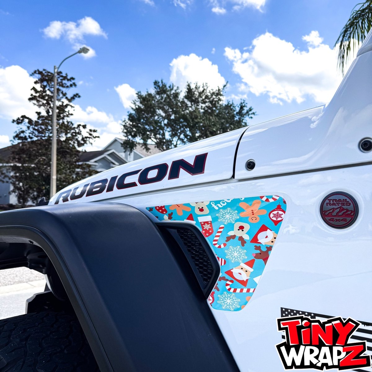 Jeep Fender Vent Decals Pair "Christmas Wrapping" Fits 2018-2026 Wrangler JL & Gladiator - Tiny Wrapz