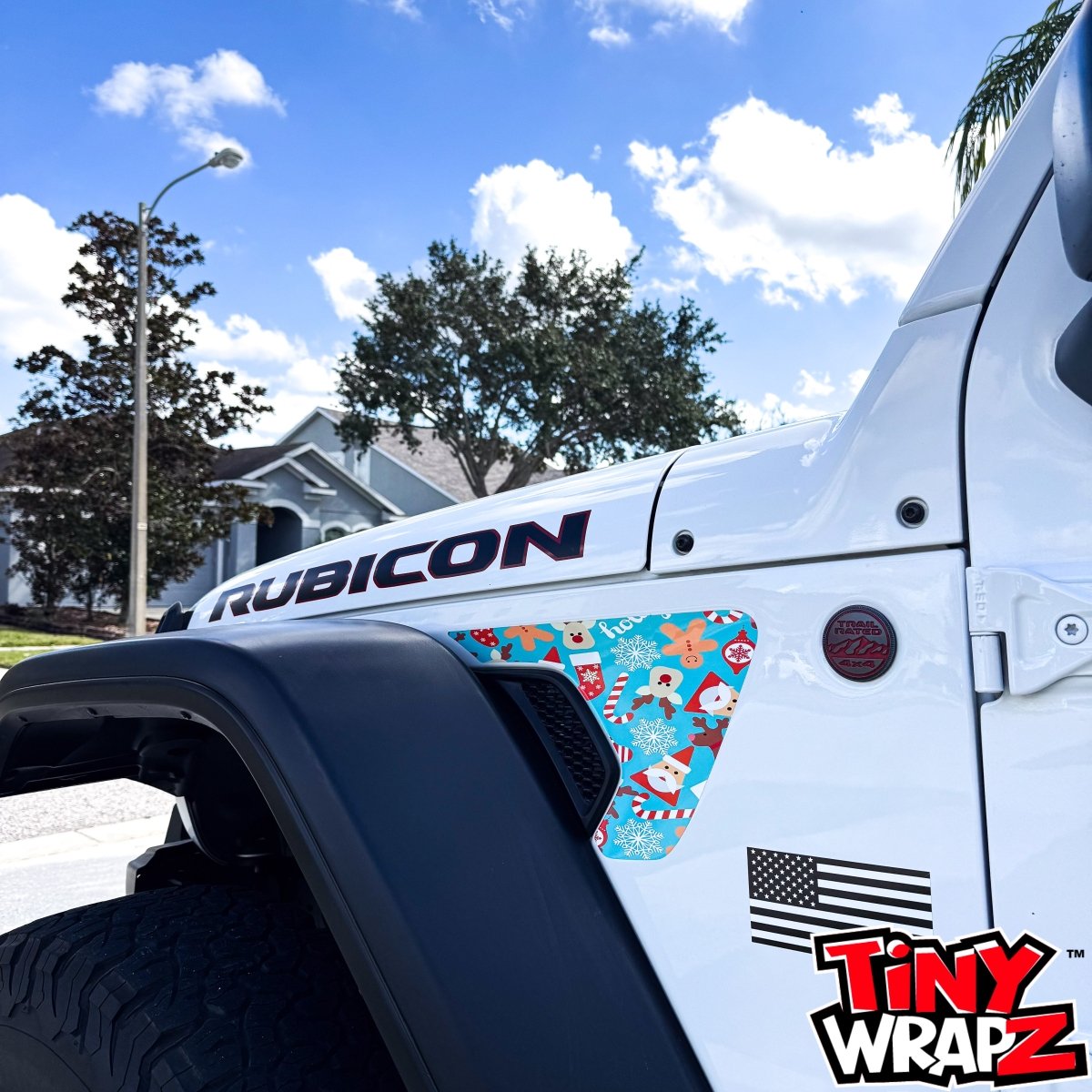 Jeep Fender Vent Decals Pair "Christmas Wrapping" Fits 2018-2026 Wrangler JL & Gladiator - Tiny Wrapz