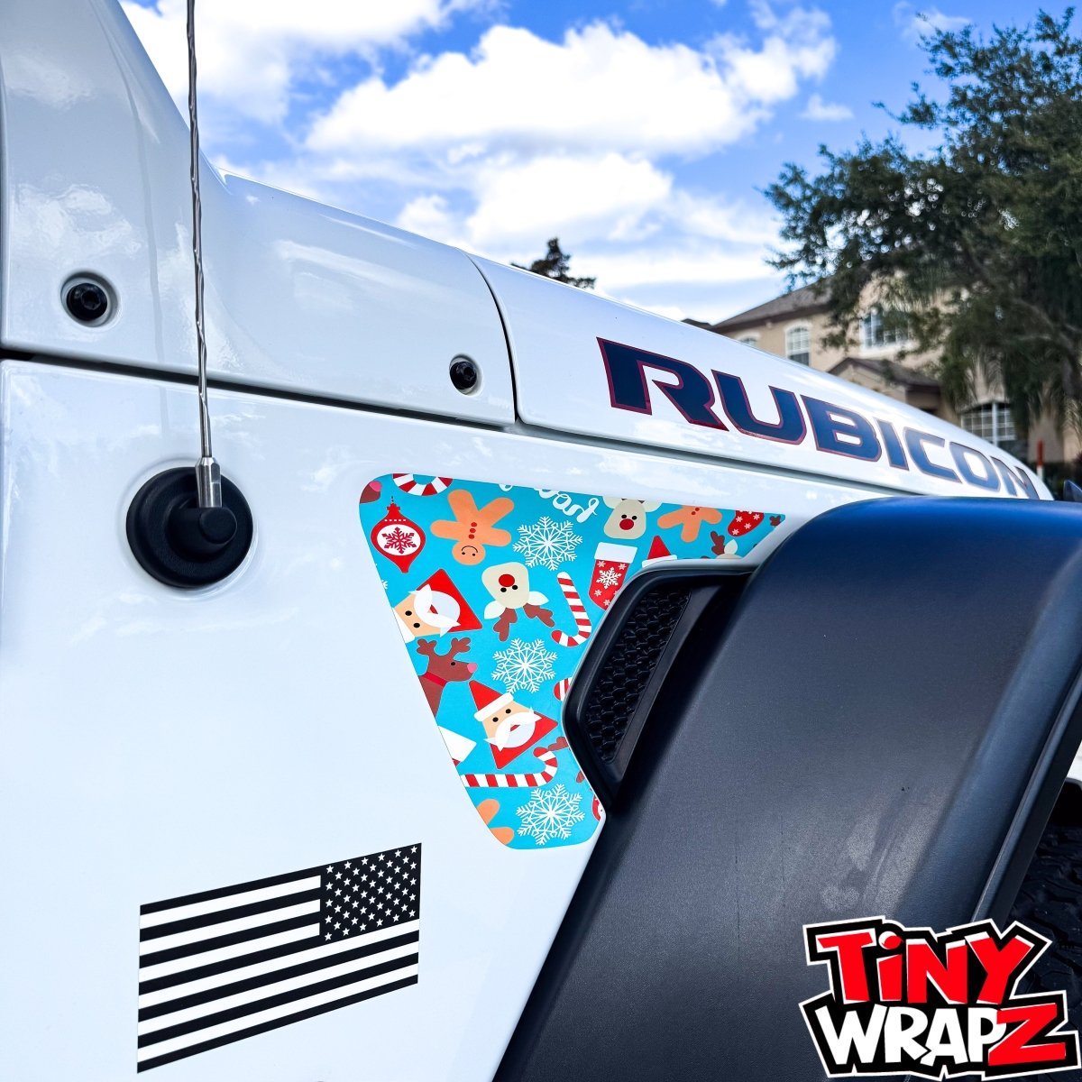 Jeep Fender Vent Decals Pair "Christmas Wrapping" Fits 2018-2026 Wrangler JL & Gladiator - Tiny Wrapz