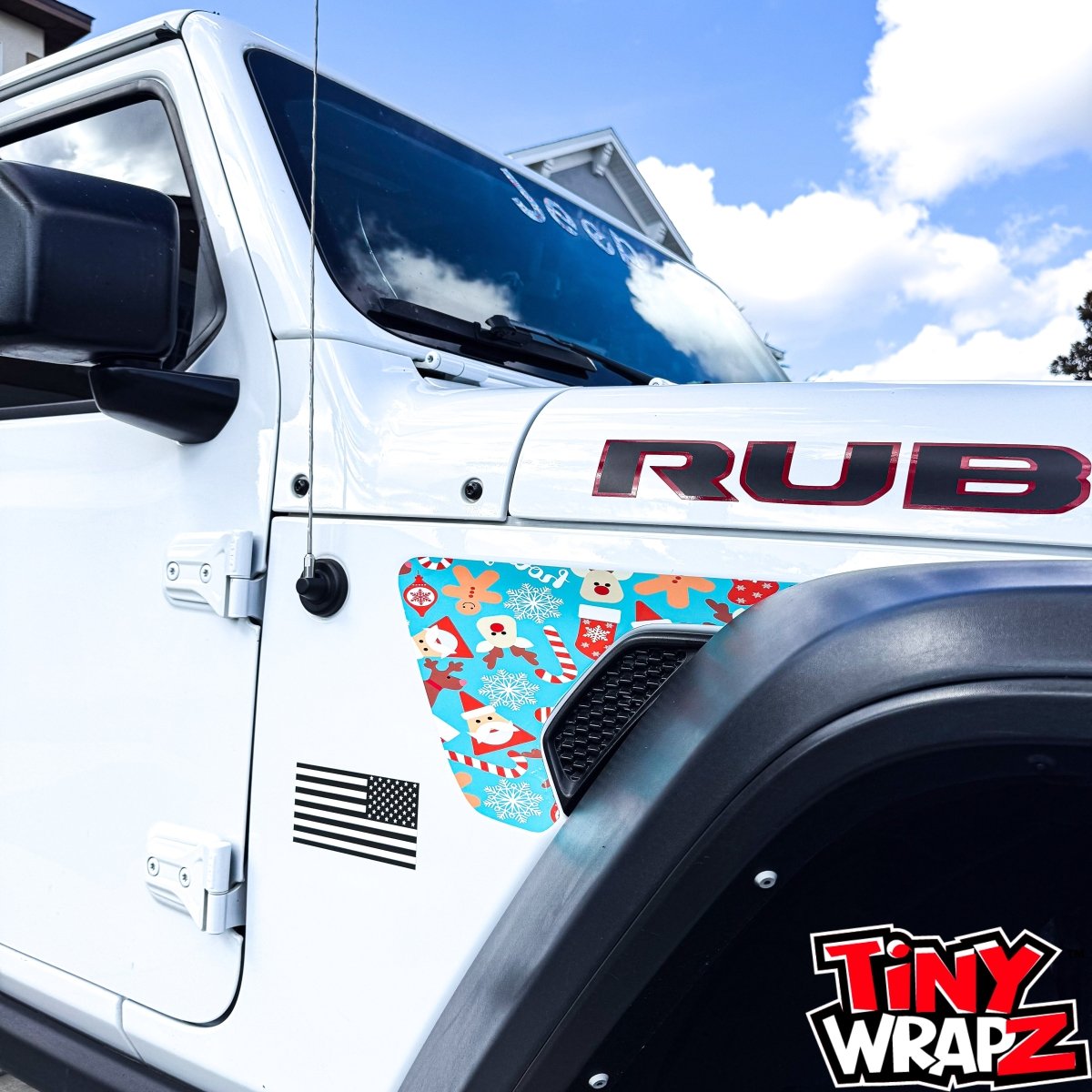 Jeep Fender Vent Decals Pair "Christmas Wrapping" Fits 2018-2026 Wrangler JL & Gladiator - Tiny Wrapz