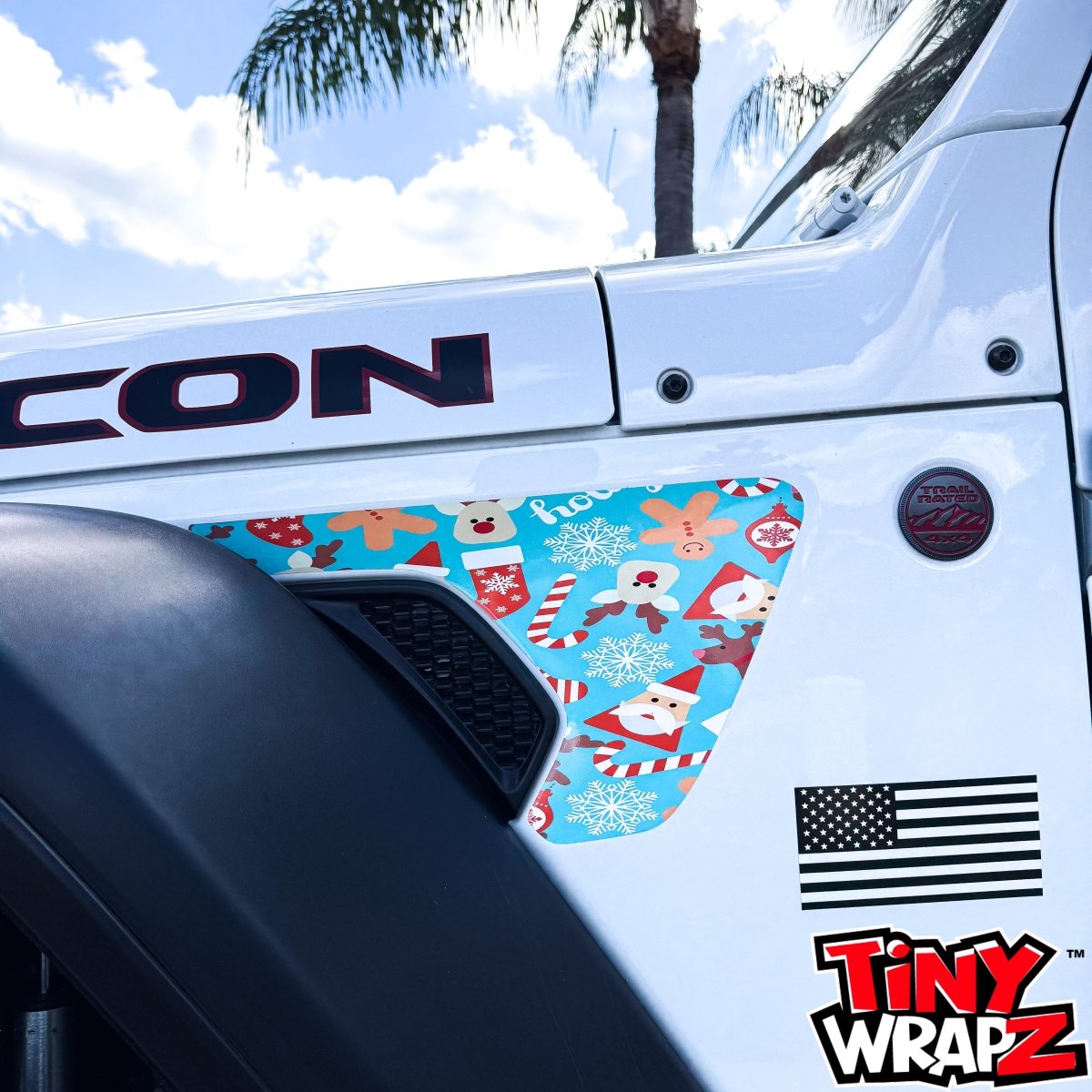 Jeep Fender Vent Decals Pair "Christmas Wrapping" Fits 2018-2026 Wrangler JL & Gladiator - Tiny Wrapz