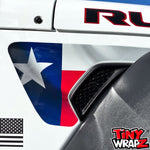 Jeep Fender Vent Decals Pair "Texas Flag" Fits 2018-2026 Wrangler JL & Gladiator - Tiny Wrapz