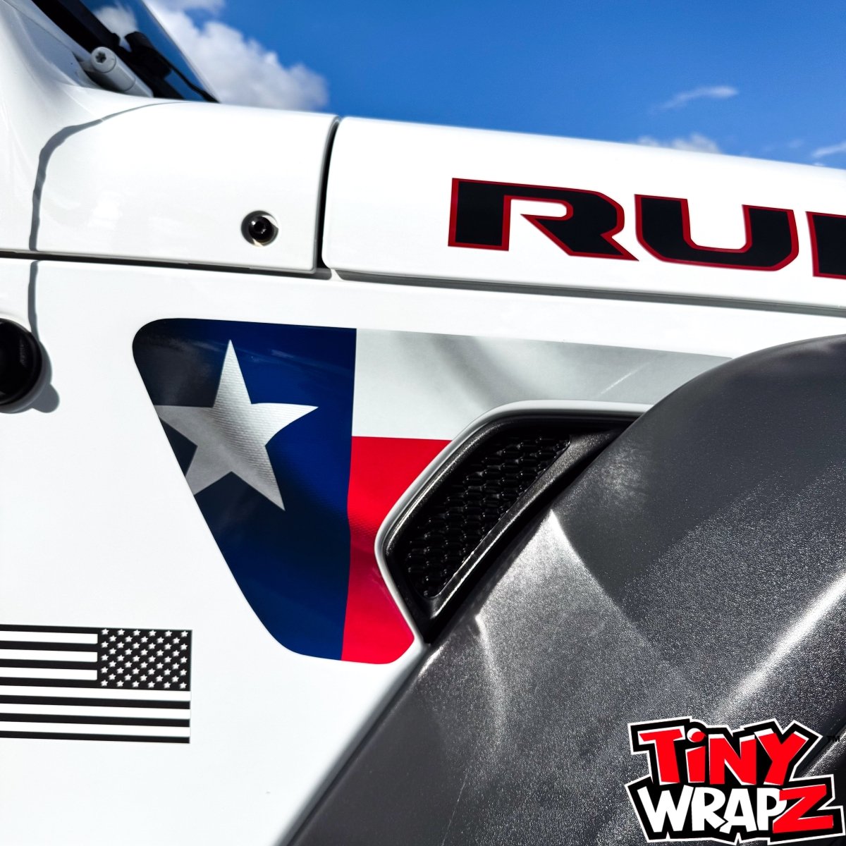 Jeep Fender Vent Decals Pair "Texas Flag" Fits 2018-2026 Wrangler JL & Gladiator - Tiny Wrapz