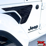 Jeep Fender Vent Decals Pair "Black White Gray Topographic" Fits 2018-2026 Wrangler JL & Gladiator - Tiny Wrapz