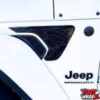 Jeep Fender Vent Decals Pair "Black White Gray Topographic" Fits 2018-2026 Wrangler JL & Gladiator - Tiny Wrapz