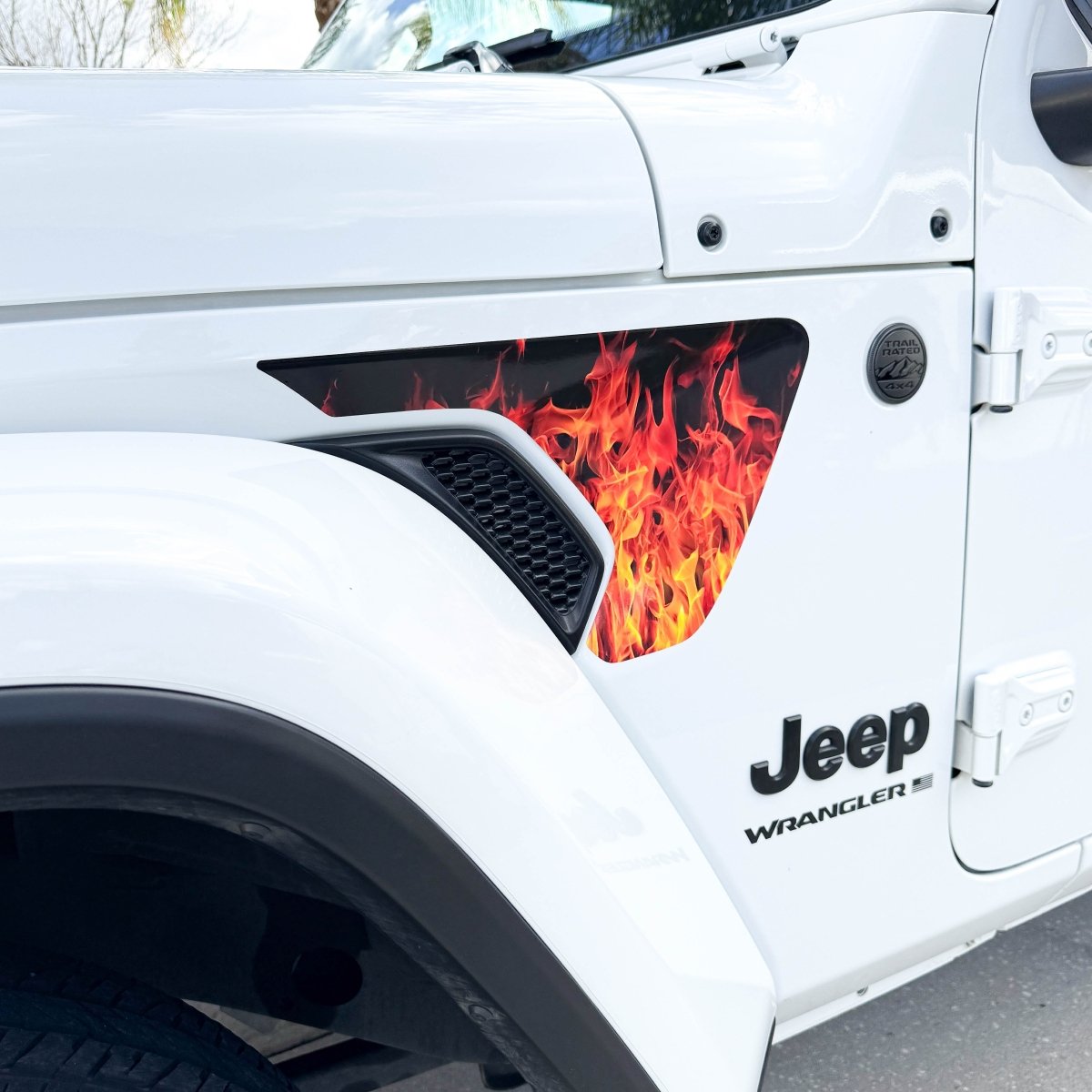 Jeep Fender Vent Decals Pair "Real Flames" Fits 2018-2026 Wrangler JL & Gladiator - Tiny Wrapz