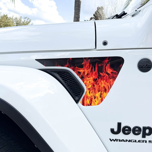 Jeep Fender Vent Decals Pair "Real Flames" Fits 2018-2026 Wrangler JL & Gladiator - Tiny Wrapz