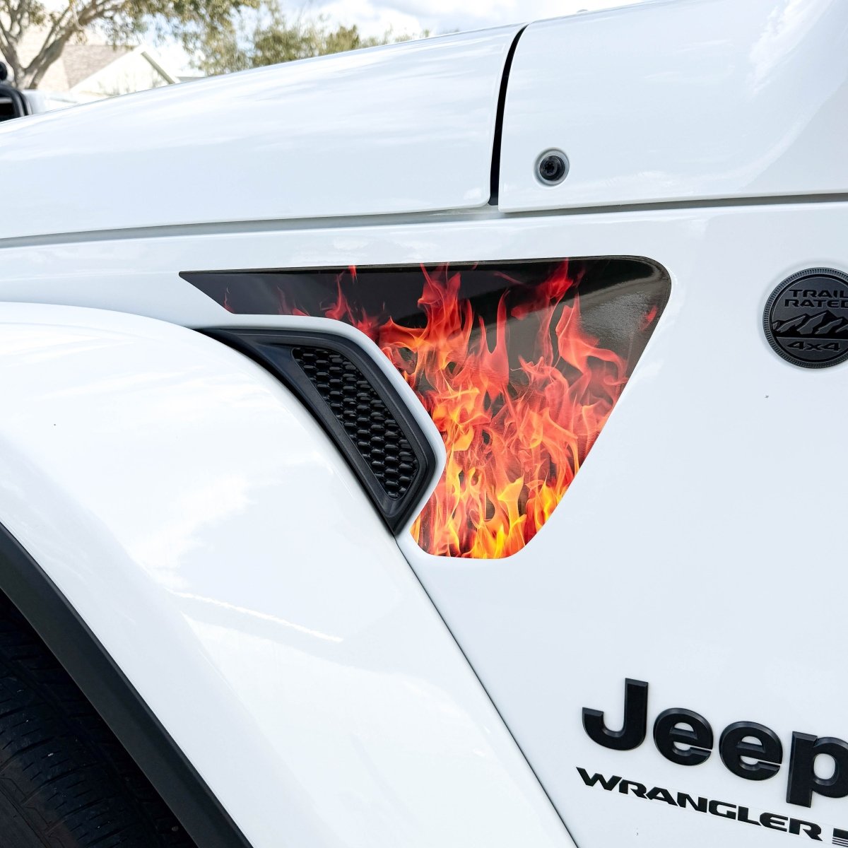 Jeep Fender Vent Decals Pair "Real Flames" Fits 2018-2026 Wrangler JL & Gladiator - Tiny Wrapz