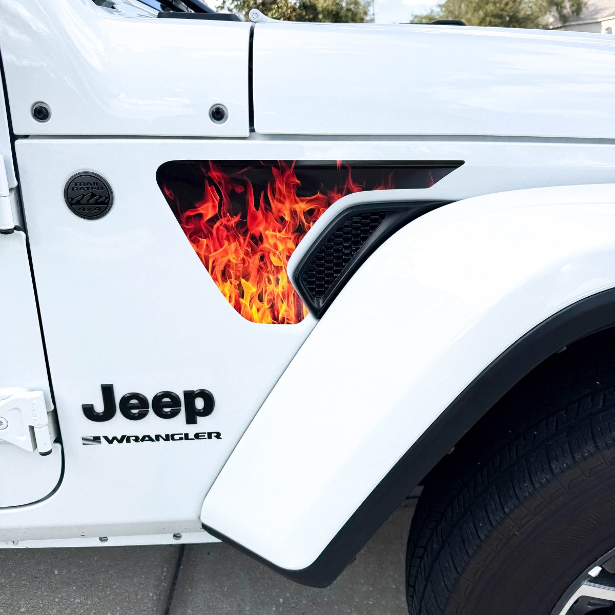 Jeep Fender Vent Decals Pair "Real Flames" Fits 2018-2026 Wrangler JL & Gladiator - Tiny Wrapz
