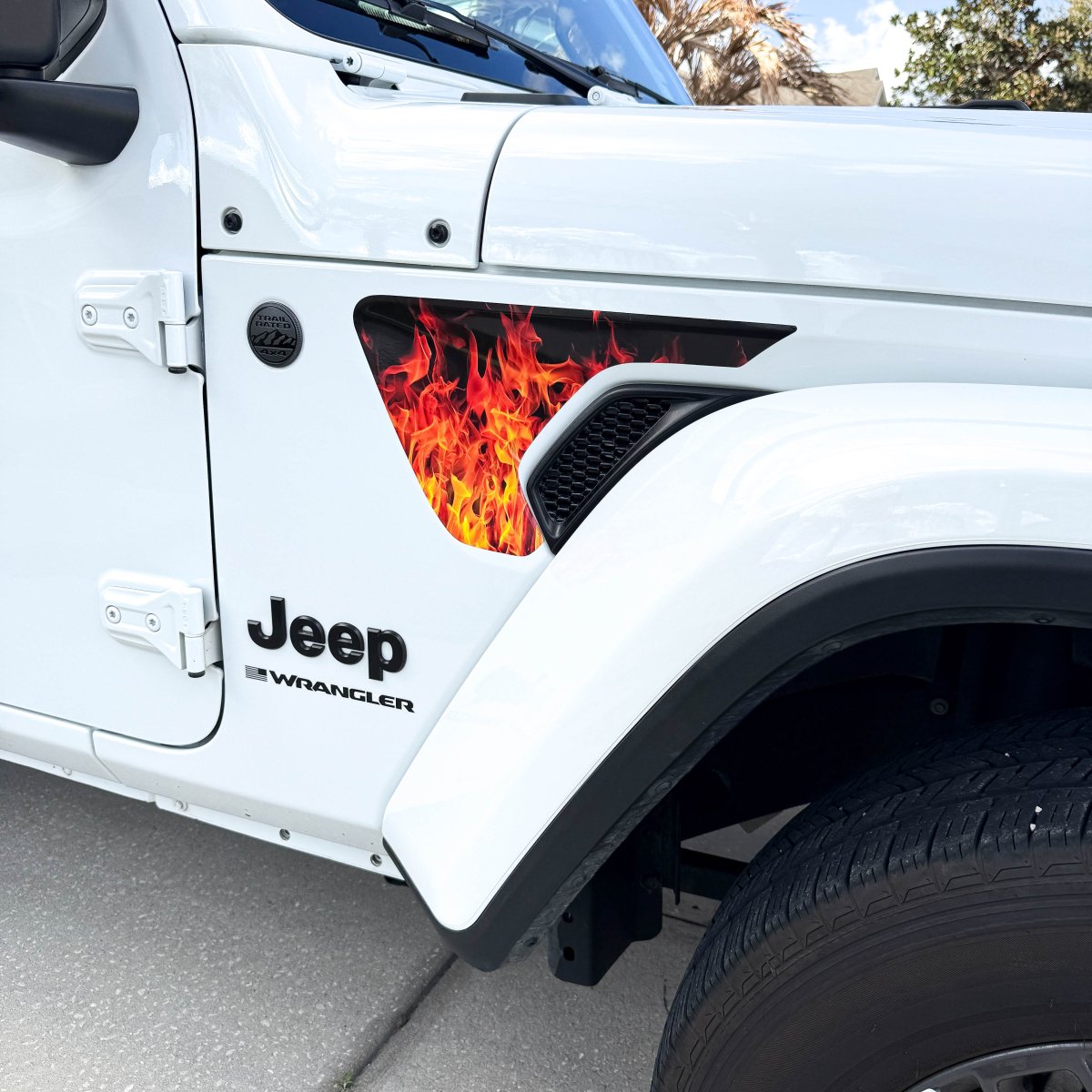 Jeep Fender Vent Decals Pair "Real Flames" Fits 2018-2026 Wrangler JL & Gladiator - Tiny Wrapz