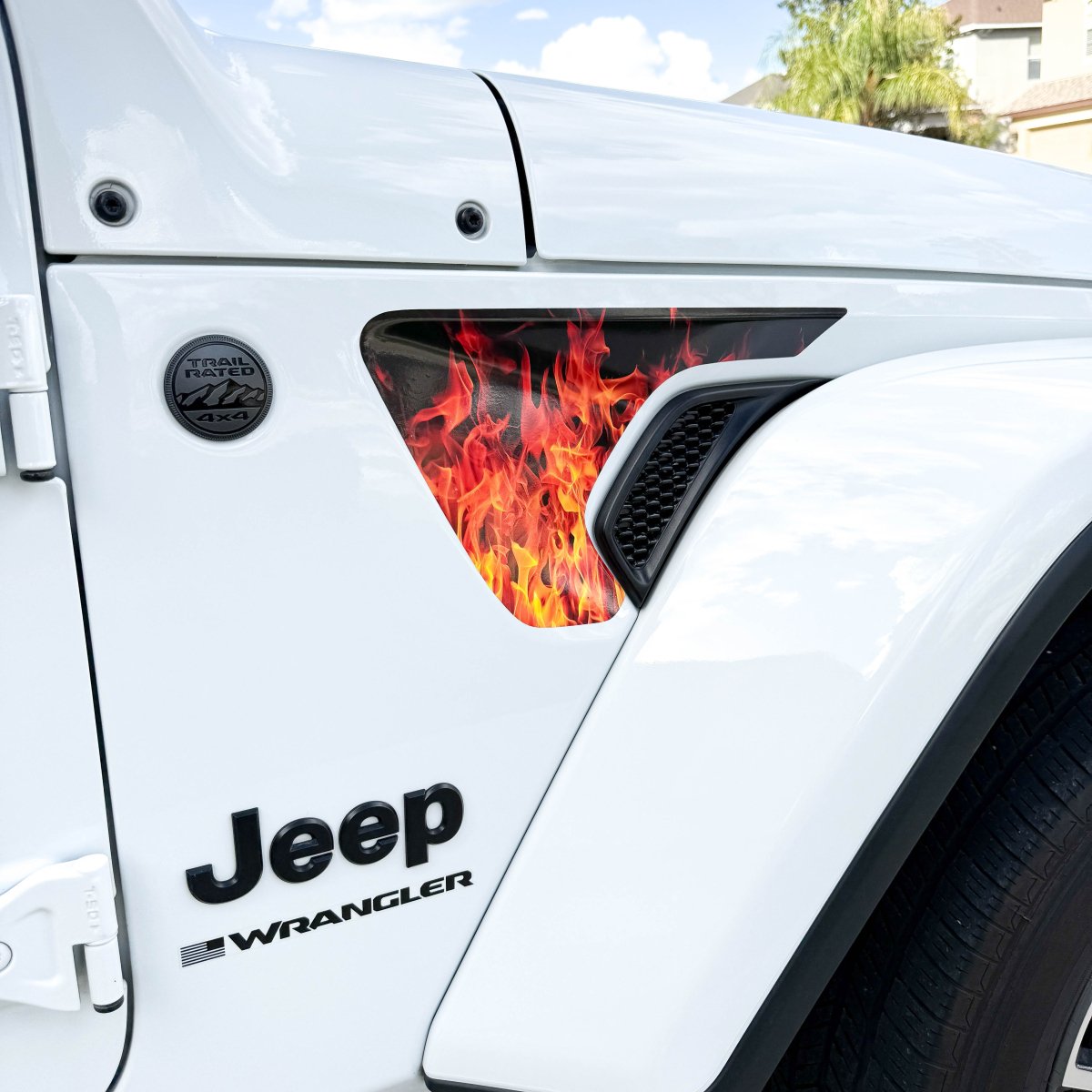 Jeep Fender Vent Decals Pair "Real Flames" Fits 2018-2026 Wrangler JL & Gladiator - Tiny Wrapz