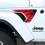 Jeep Fender Vent Decals Pair "Black On Red Spider Web" Fits 2018-2026 Wrangler JL & Gladiator - Tiny Wrapz