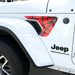 Jeep Fender Vent Decals Pair "Black On Red Spider Web" Fits 2018-2026 Wrangler JL & Gladiator - Tiny Wrapz