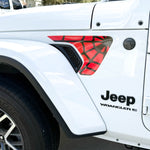 Jeep Fender Vent Decals Pair "Black On Red Spider Web" Fits 2018-2026 Wrangler JL & Gladiator - Tiny Wrapz