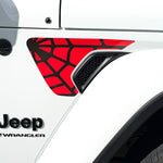 Jeep Fender Vent Decals Pair "Black On Red Spider Web" Fits 2018-2026 Wrangler JL & Gladiator - Tiny Wrapz