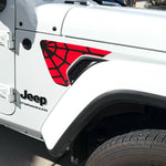 Jeep Fender Vent Decals Pair "Black On Red Spider Web" Fits 2018-2026 Wrangler JL & Gladiator - Tiny Wrapz