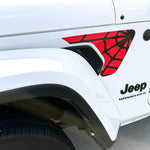 Jeep Fender Vent Decals Pair "Black On Red Spider Web" Fits 2018-2026 Wrangler JL & Gladiator - Tiny Wrapz