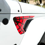 Jeep Fender Vent Decals Pair "Black On Red Spider Web" Fits 2018-2026 Wrangler JL & Gladiator - Tiny Wrapz