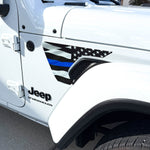 Jeep Fender Vent Decals Pair "Thin Blue Line" Fits 2018-2026 Wrangler JL & Gladiator - Tiny Wrapz
