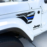 Jeep Fender Vent Decals Pair "Thin Blue Line" Fits 2018-2026 Wrangler JL & Gladiator - Tiny Wrapz