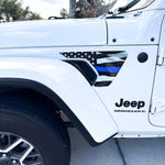 Jeep Fender Vent Decals Pair "Thin Blue Line" Fits 2018-2026 Wrangler JL & Gladiator - Tiny Wrapz