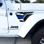 Jeep Fender Vent Decals Pair "Thin Blue Line" Fits 2018-2026 Wrangler JL & Gladiator - Tiny Wrapz