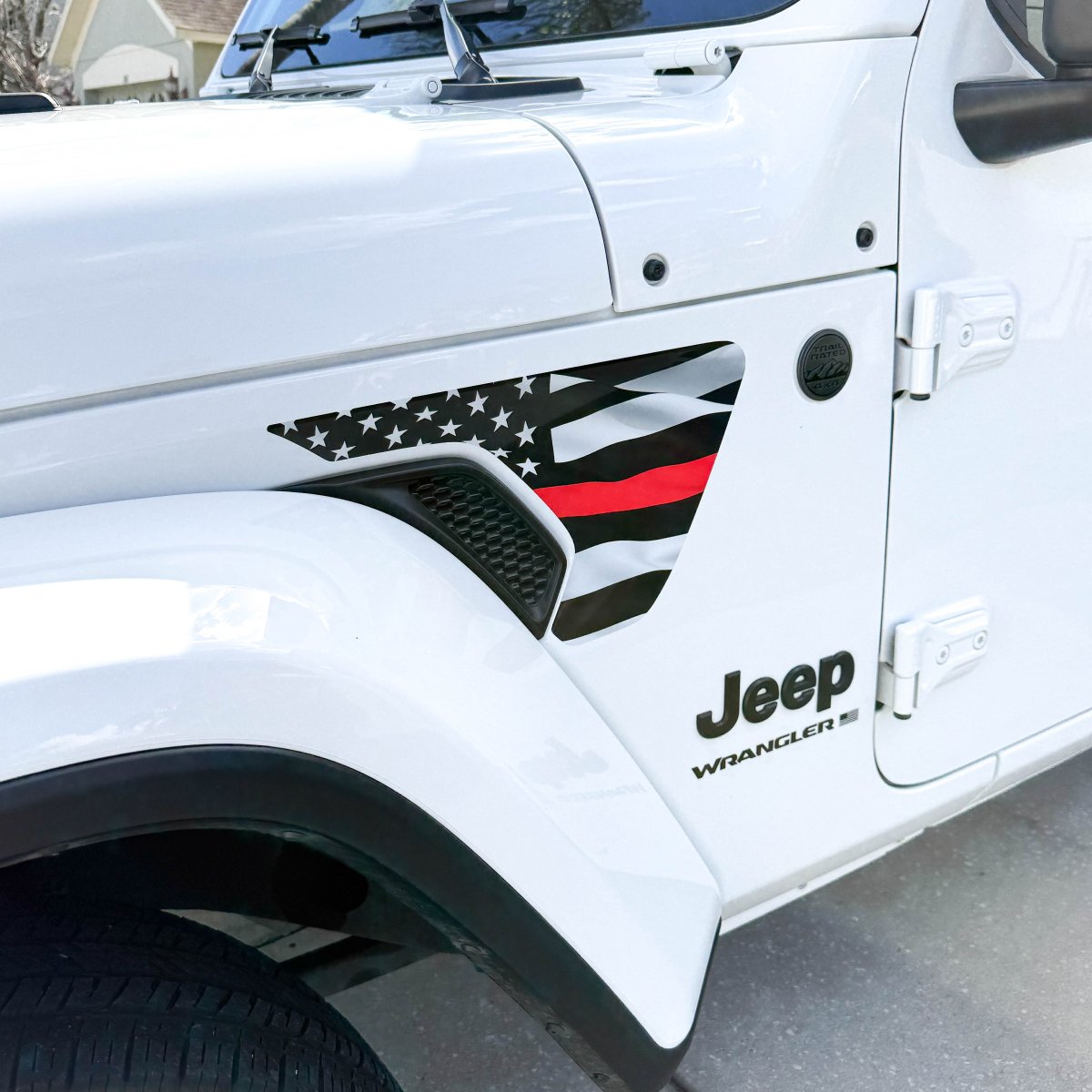 Jeep Fender Vent Decals Pair "Thin Red Line" Fits 2018-2026 Wrangler JL & Gladiator - Tiny Wrapz