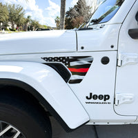 Jeep Fender Vent Decals Pair "Thin Red Line" Fits 2018-2026 Wrangler JL & Gladiator - Tiny Wrapz