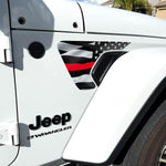 Jeep Fender Vent Decals Pair "Thin Red Line" Fits 2018-2026 Wrangler JL & Gladiator - Tiny Wrapz