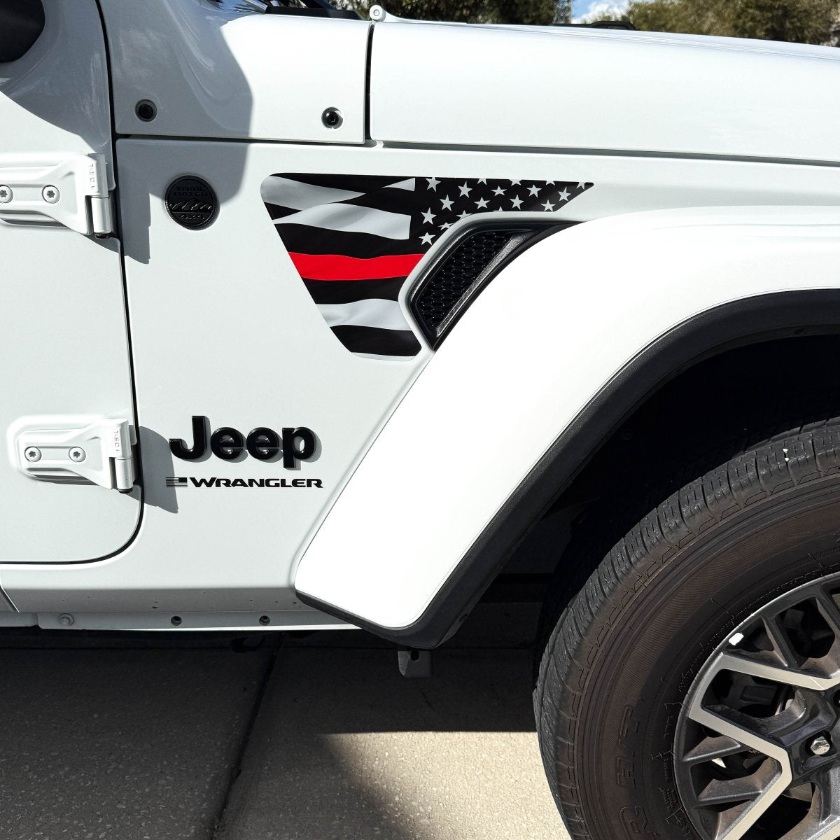 Jeep Fender Vent Decals Pair "Thin Red Line" Fits 2018-2026 Wrangler JL & Gladiator - Tiny Wrapz
