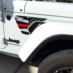 Jeep Fender Vent Decals Pair "Thin Red Line" Fits 2018-2026 Wrangler JL & Gladiator - Tiny Wrapz