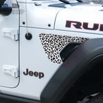 Jeep Fender Vent Decals Pair "Black and White Leopard" Fits 2018-2026 Wrangler JL & Gladiator