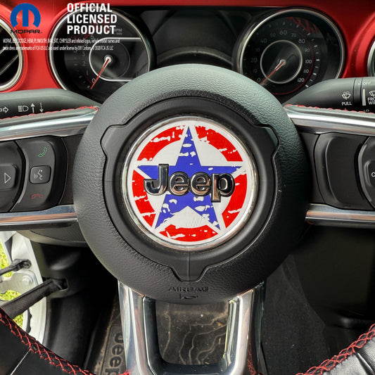 Jeep Wrangler JL Gladiator Steering Wheel Circle Distressed Stars Vinyl Decal Sticker