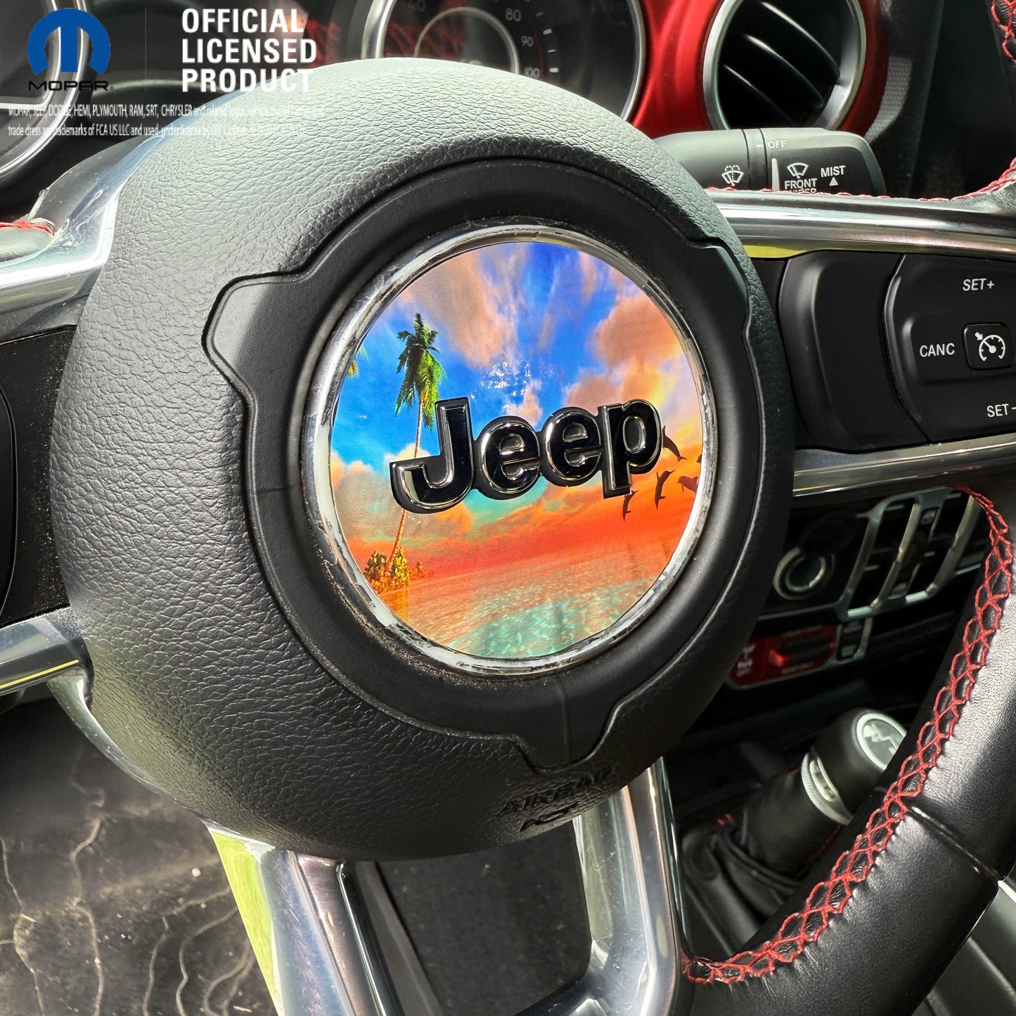 Jeep Wrangler JK Steering Wheel Circle Dolphin Sunset Vinyl Decal Sticker 2007-2017