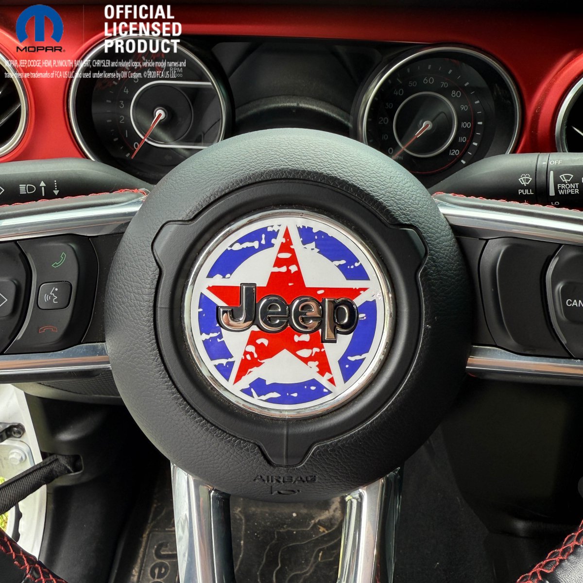 Jeep Wrangler JL Gladiator Steering Wheel Circle Distressed Stars Vinyl Decal Sticker - Tiny Wrapz