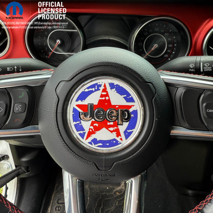 Jeep Wrangler JL Gladiator Steering Wheel Circle Distressed Stars Vinyl Decal Sticker