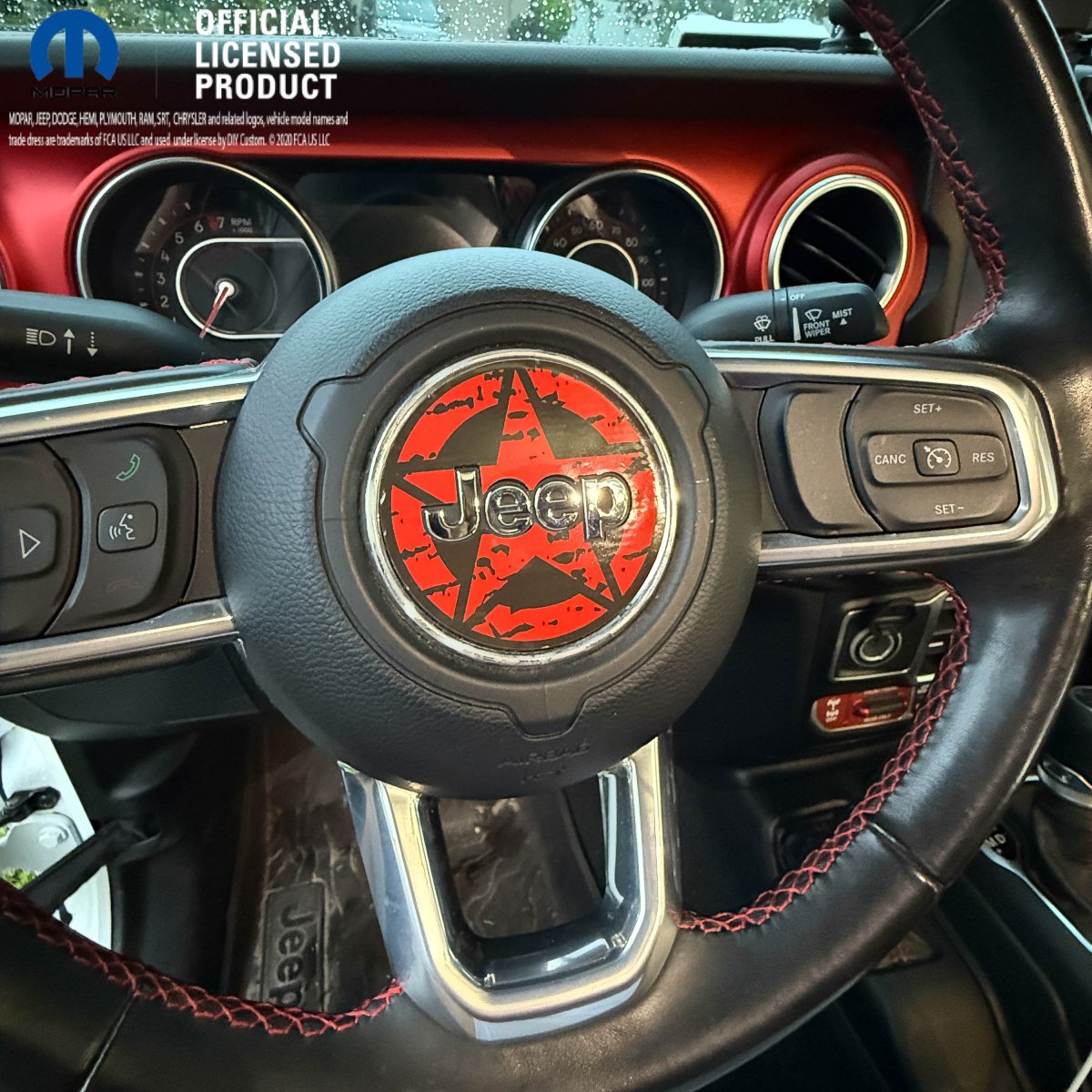 Jeep Wrangler JL Gladiator Steering Wheel Circle Distressed Stars Vinyl Decal Sticker - Tiny Wrapz