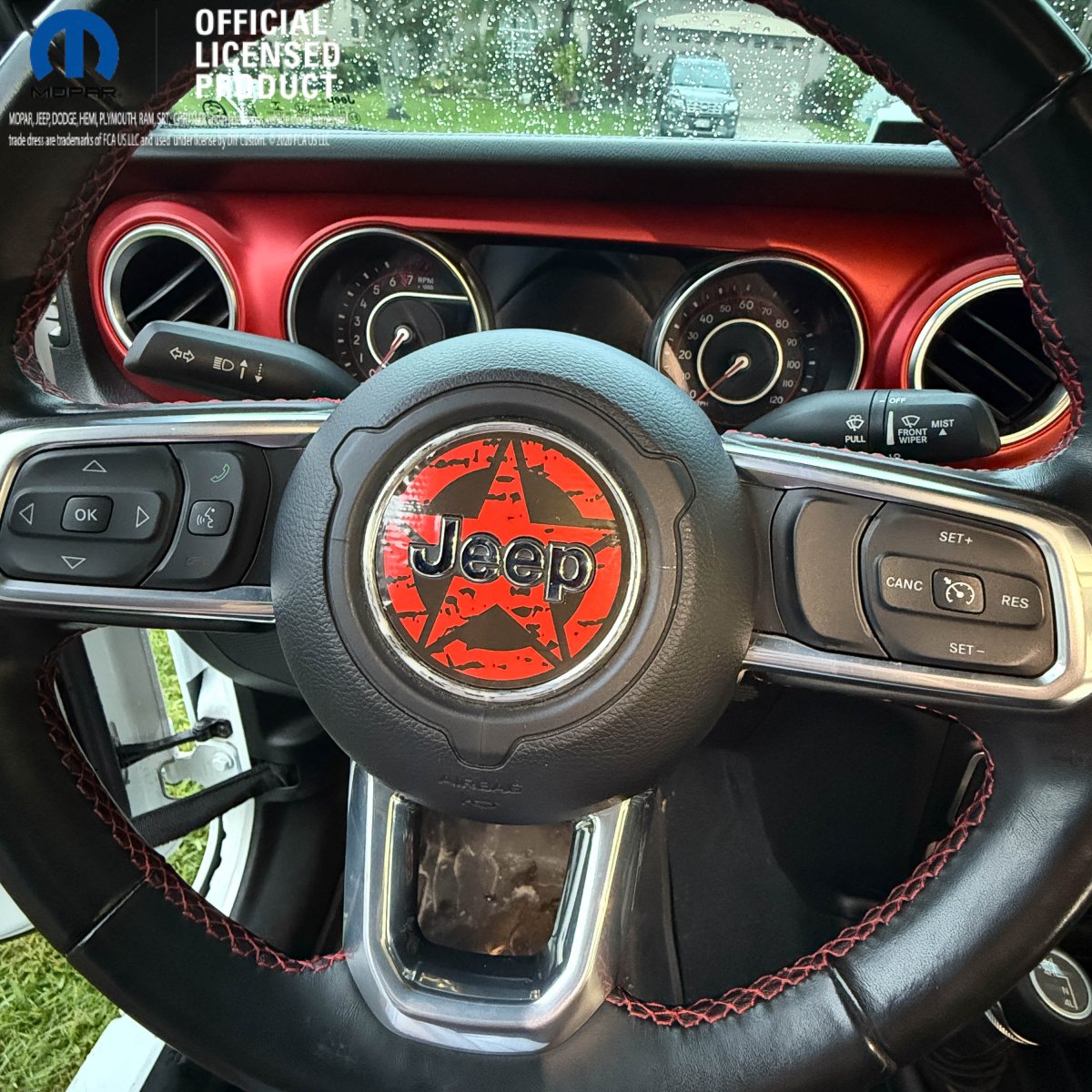 Jeep Wrangler JL Gladiator Steering Wheel Circle Distressed Stars Vinyl Decal Sticker - Tiny Wrapz