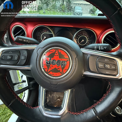 Jeep Wrangler JL Gladiator Steering Wheel Circle Distressed Stars Vinyl Decal Sticker