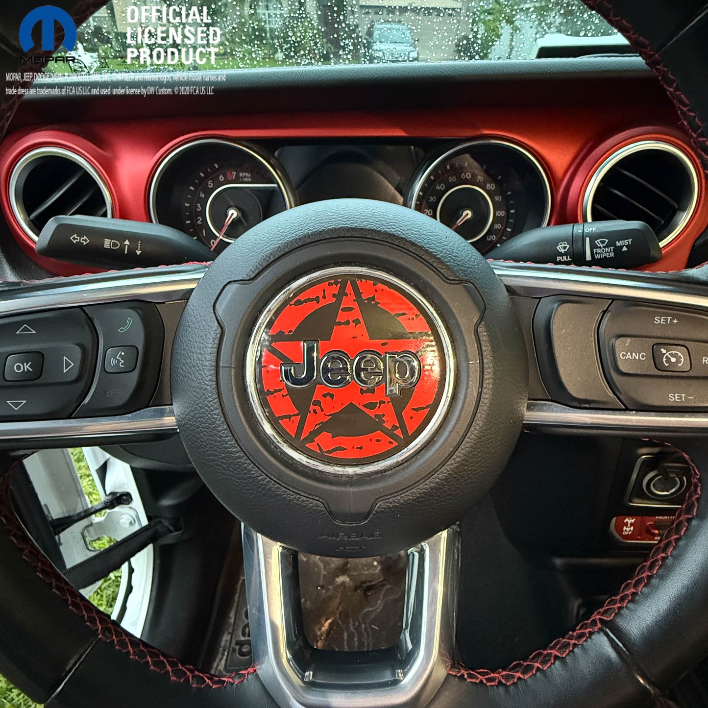 Jeep Wrangler JL Gladiator Steering Wheel Circle Distressed Stars Vinyl Decal Sticker