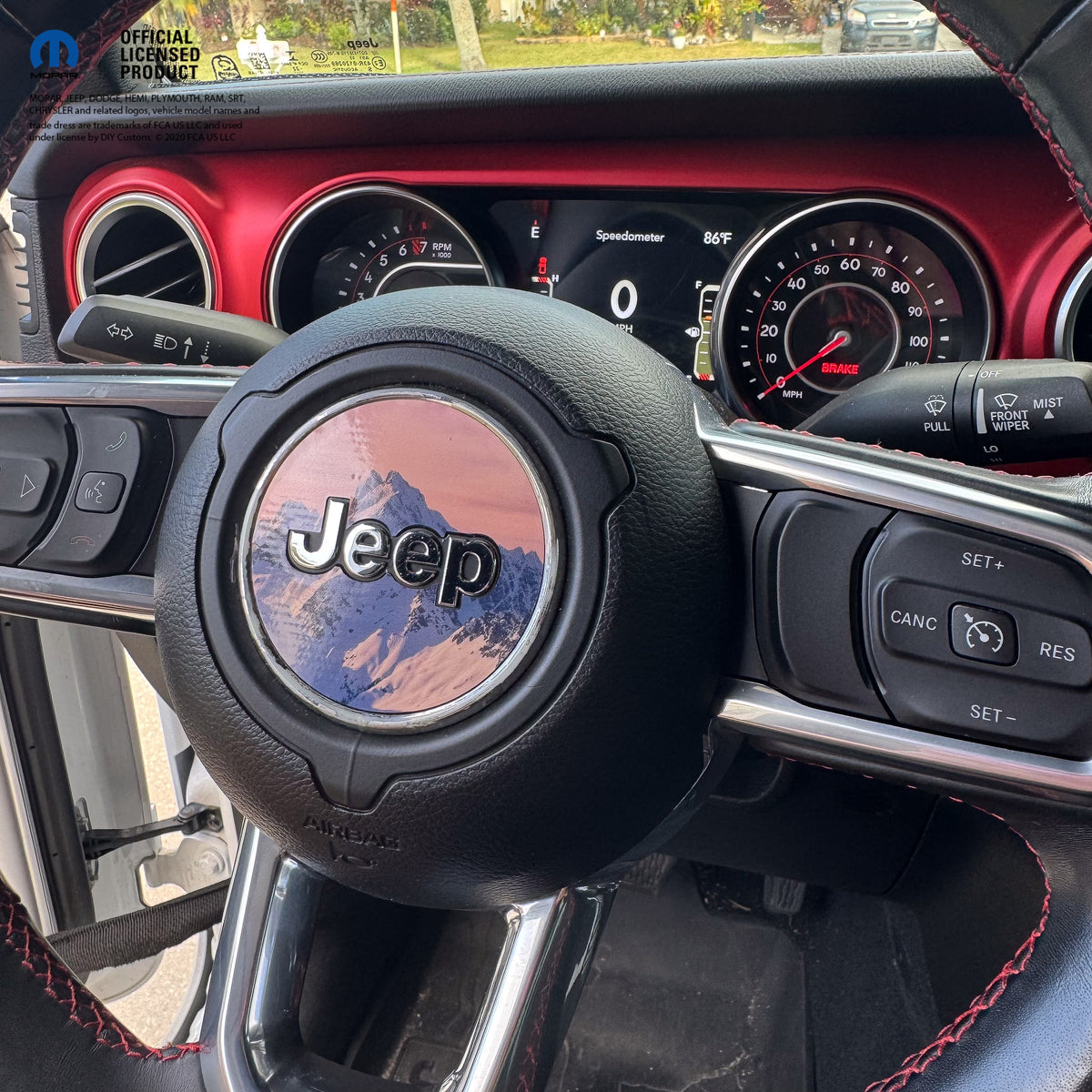 Jeep Wrangler JK Steering Wheel Circle Purple Mountain Vinyl Decal Sticker 2007-2017