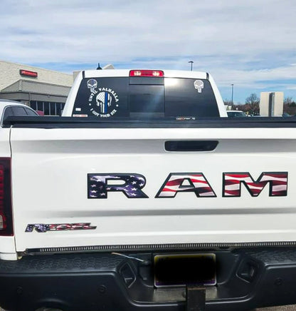 RAM Tailgate Letters Overlay Decals American Flag Fits 2009-2025 Trucks