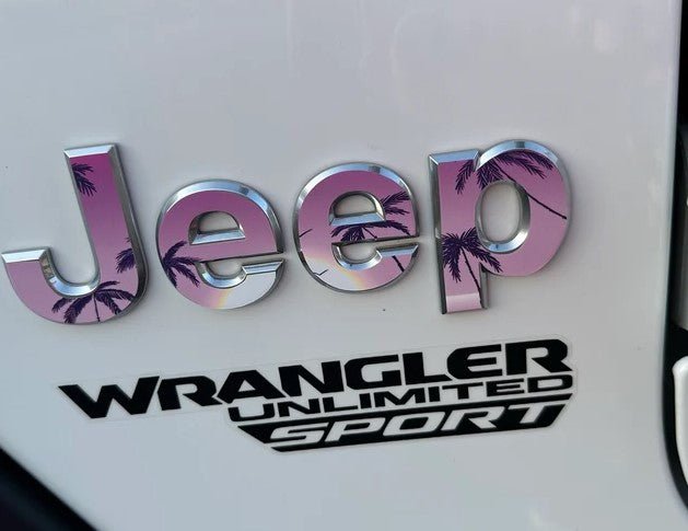Jeep Emblem Overlay Decals - Pink Sunrise - Tiny Wrapz