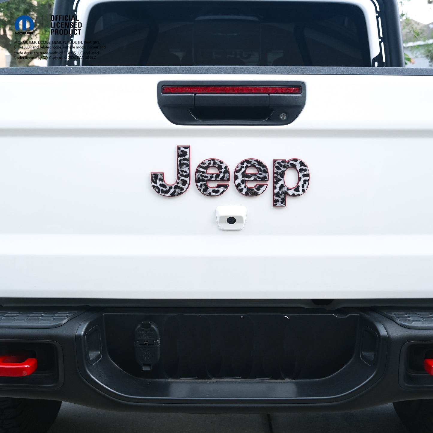 Jeep Emblem Overlay Decals - Grayscale Leopard Print