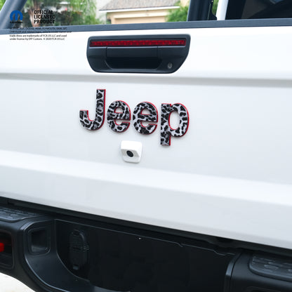 Jeep Emblem Overlay Decals - Grayscale Leopard Print