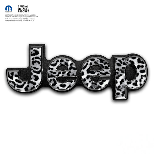 Jeep Emblem Overlay Decals - Grayscale Leopard Print