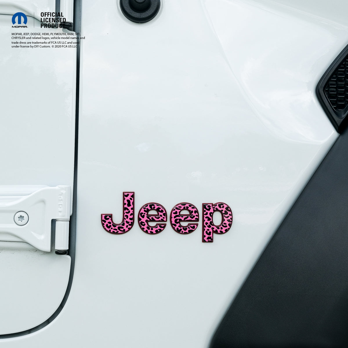 Jeep Emblem Overlay Decals -  Pink and Black Leopard Print